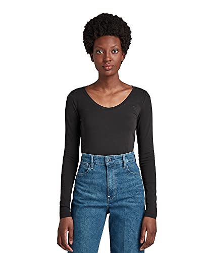 G-STAR RAW Damska koszulka z okrągłym dekoltem i długim rękawem, Czarny (czarny D07209-3310-990), XS