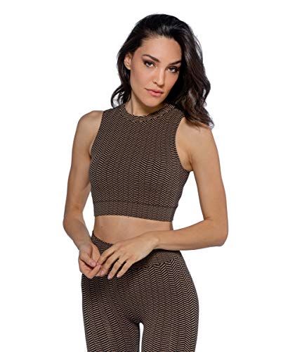 HEART and SOUL Damski top Sportivo Donna Herringbone biustonosz sportowy, czarny, regularny
