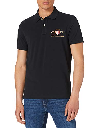 GANT Męska koszulka polo, czarny, XS
