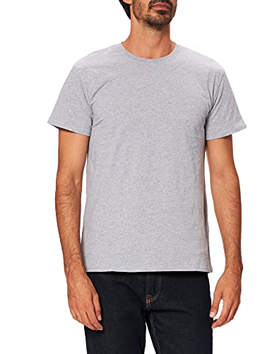 Build Your Brand Męski T-shirt Basic Tee z okrągłym wycięciem pod szyją dla mężczyzn, dostępny w 3 kolorach, rozmiary XS - 5XL, szary (Heather Grey), L