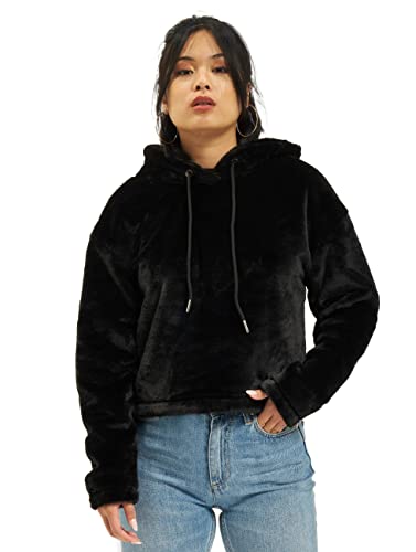 Urban Classics Damska bluza z kapturem oversize, z krótkim rękawem, czarny (Black 00007), XS