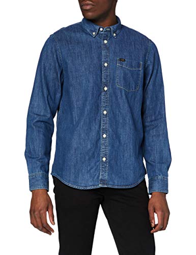Lee Męska koszula biznesowa Button Down, niebieski (Dipped Blue La), S