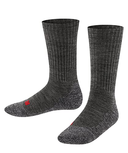 FALKE Uniseks - dzieci Skarpety Active Warm K SO Wełna Merynosa grube oddychające 1 Para, Szary (Asphalt Melange 3180), 35-38 (9-12 lata)