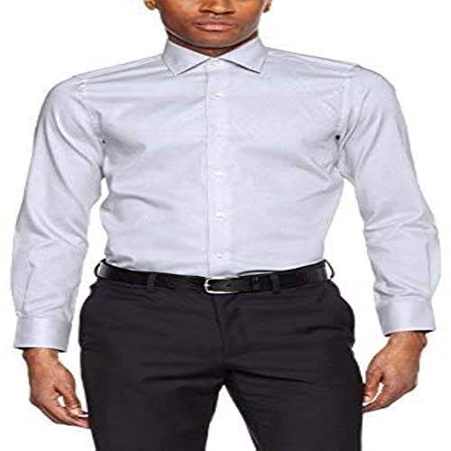 Pierre Cardin Męska koszula Cannes Natté koszula biznesowa, szary (Grau 9005), 42 PL