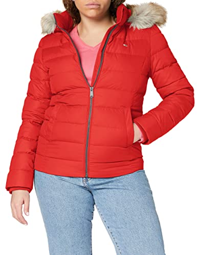 Tommy Jeans Damska kurtka puchowa Tjw Basic z kapturem, Głęboki karmazynowy, XS