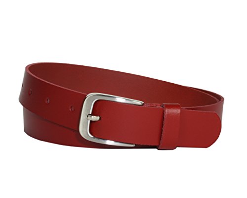 Vascavi Pasek skórzany, 3 cm szerokości, Made in Germany, pasek z prawdziwej skóry, dla kobiet i mężczyzn, możliwość skrócenia, czerwony, 100 cm Łącznie Długość 110 cm
