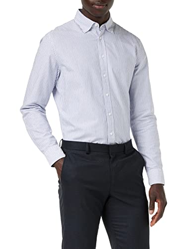 Jedwabna koszula męska Slim z długim rękawem z kołnierzem button-down Soft w paski Smart Business koszula biznesowa