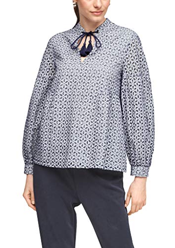 s.Oliver Damska bluzka tunika z haftowanym dziurkami, Faded Blue Embroidery, 44 PL