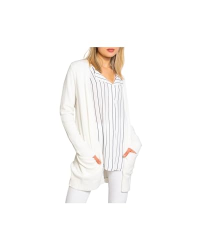 Vila Kobiety Viril L/S Open Knit Cardigan-Noos Kardigan, White Alyssum, M