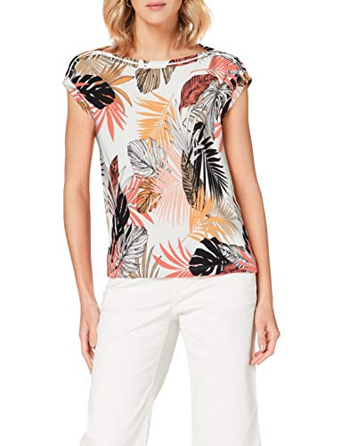 s.Oliver Damska koszulka z nadrukiem na całej powierzchni, Off-white Floral Print, 46 PL