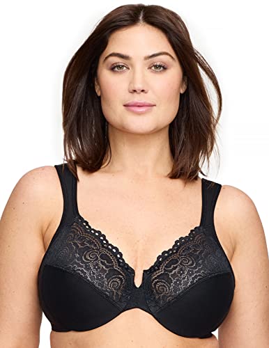 Glamorise Damski biustonosz plus size nisko wycięty Wonderwire z fiszbinami #1240, Czarny, 90C