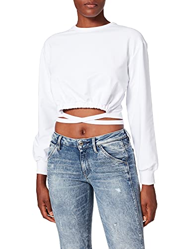 NEON COCO Damska bluza z kapturem Tie-Waist Crop, biały (White C12), L