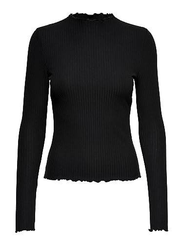 Only Kobiety Onlemma L/S High Neck Top Noos Jrs Koszulka z Długim Rękawem, Czarny, XS