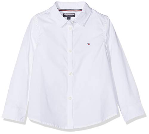 Tommy Hilfiger Koszulka dziewczęca ze streczu Poplin L/S bluzka, Biały (jasna biel 123), Jeden rozmiar