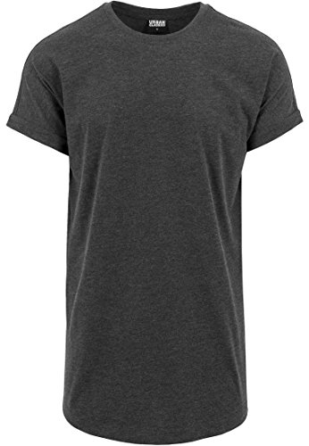 Urban Classics Męski T-shirt Long Shaped Turnup Tee, T-shirt dla mężczyzn, dłuższy krój, dostępny w wielu wariantach kolorystycznych, rozmiary XS-5XL, antracyt, M