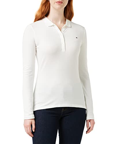 Tommy Hilfiger Damska koszulka polo Heritage Long Sleeve Slim Fit, CLASSIC WHITE, XXL