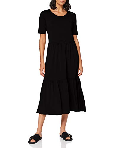 JACQUELINE de YONG Damska sukienka maxi z falbankami, czarny, M