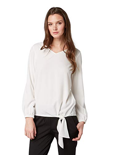 TOM TAILOR Damski Bluzka z węzłem 1008835, 10315 - Whisper White, 40