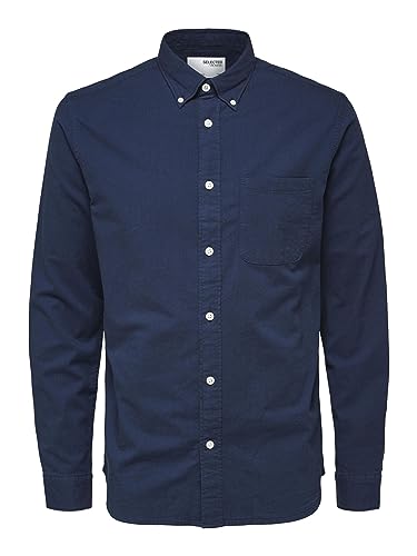 SELECTED HOMME Koszula męska z bawełny organicznej Oxford, ocean, XXL