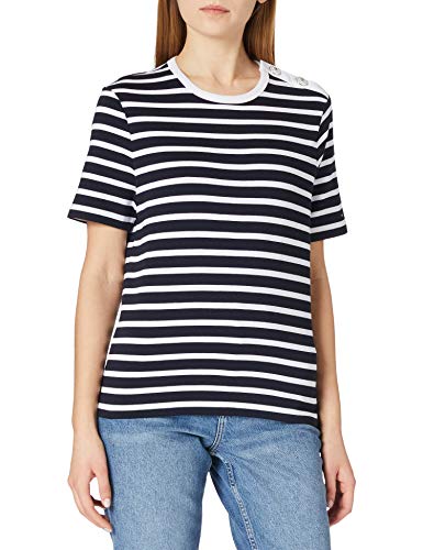 Tommy Hilfiger Damski regularny guzik C-nk top Ss dla niemowląt i małych dzieci, Classic Breton Stp/Dsrt Sky/Wht, XS