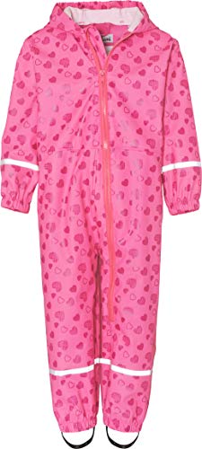 Playshoes Dziewczęce spodnie przeciwdeszczowe Regen-Total Herzchen Allover, Różowy (różowy 18), 98 cm