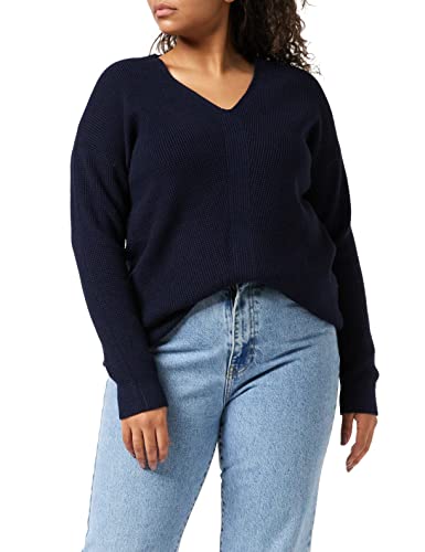 edc by ESPRIT Damski sweter z dekoltem w serek, 400/Navy - nowa wersja, XS