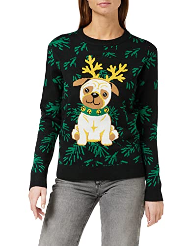 Urban Classics Damski sweter damski kotek Boże Narodzenie brzydki sweter bluza, Czarny (czarny 0007), XS
