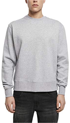 Build Your Brand Męska bluza premium oversize, sweter z okrągłym dekoltem, dostępny w 3 kolorach, rozmiary S - XXL, szary (Heather Grey), L