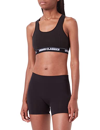 Urban Classics Damski biustonosz z logo dla pań sportowy podkoszulek, Czarny (czarny 7), S