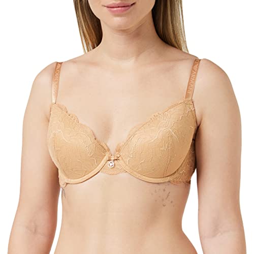 Emporio Armani Damski wirtualny koronkowy naturalny biustonosz push-up, CIELISTY, 80D