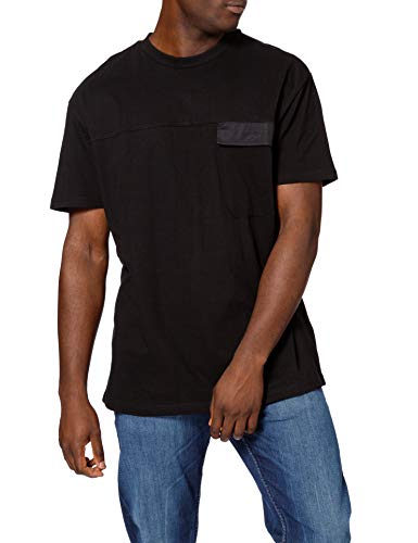 Urban Classics Męski T-shirt oversize Big Flap Pocket Tee, męski T-shirt z kieszenią na piersi w kolorze czarnym lub białym, rozmiary S - XXL, czarny, S