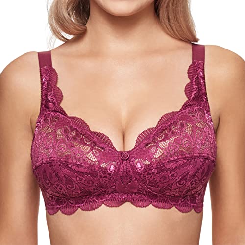 Susa Damski biustonosz z elastycznej koronki Latina bez fiszbin, różowy (pflaume 118), 105B