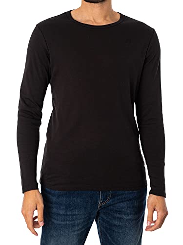 G-STAR RAW Męski T-shirt Basic z okrągłym dekoltem i długim rękawem, Czarny (Black D07204-124-990), XXL