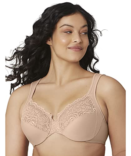 Glamorise Damski biustonosz plus size niski krój Wonderwire koronkowy fiszbiny #1240