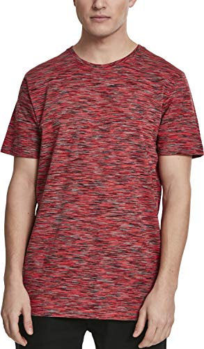 Urban Classics Męski T-shirt Striped Melange Tee, czerwony (Blk/Firered 00719), S