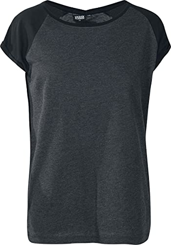 Urban Classics Damska koszulka basic, koszulka z kontrastującymi kolorystycznie rękawami, dla kobiet, Contrast Raglan, dostępna w ponad 10 kolorach, rozmiary XS-5XL, grafit/czarny (Charcoal/Black), XL