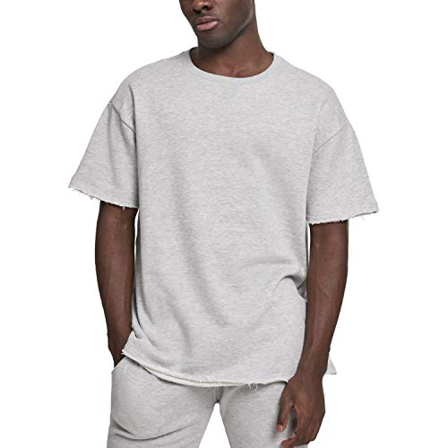 Urban Classics T-shirt męski Herringbone Terry Tee z otwartymi szwami, szary (Lightgrey 00143), L