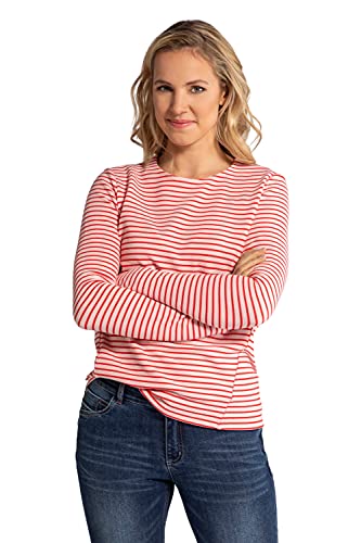 GINA LAURA Damska bluza w paski, kontrastowe guziki, jasnoróżowy, S