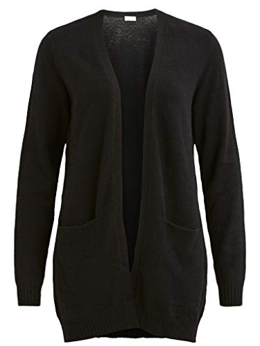 Vila Kobiety Viril L/S Open Knit Cardigan-Noos Kardigan, Czarny, S
