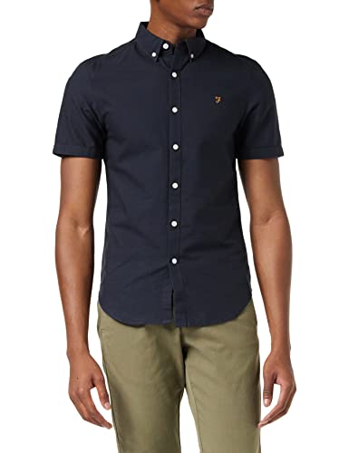 Farah Vintage męska koszula Brewer Slim Fit Casual, Niebieski (granatowy), XS