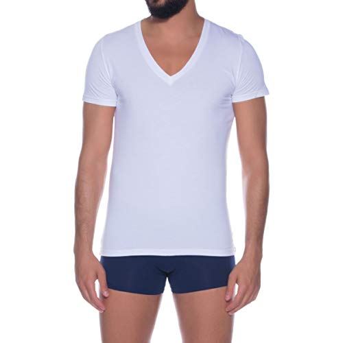 HOM, męski T-shirt z dekoltem w serek Supreme Cotton,