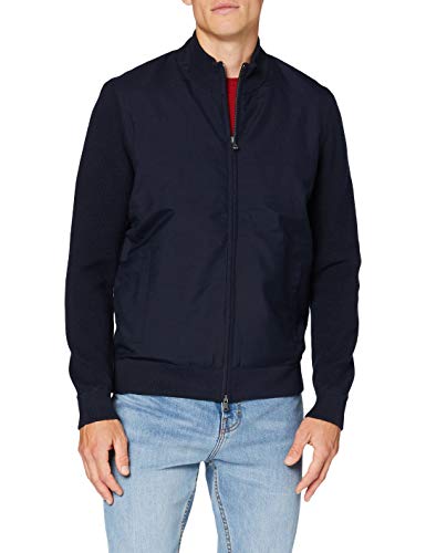 Hackett London Męski kardigan rozpinany z tkaniny z przodu, granatowy, S