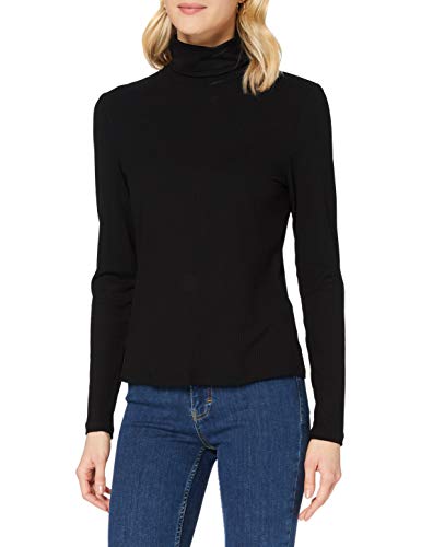 Vila NOS Damska bluzka Visolitta Rib Rollneck L/S Top/Su - Noos, czarny, XS
