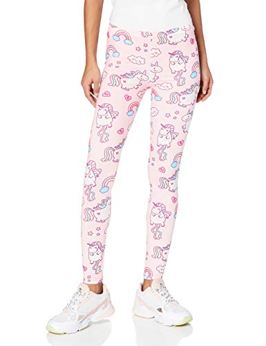 cosey Damskie kolorowe legginsy z nadrukiem, Jednorożec różowy, jeden rozmiar