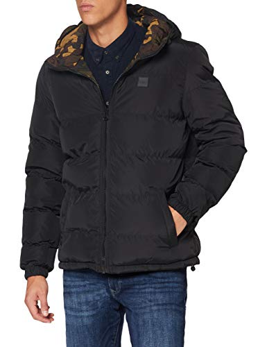 Urban Classics Męska kurtka z kapturem dwustronna, Black/Woodcamo, M