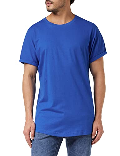 Urban Classics Męski T-shirt Long Shaped Turnup Tee, T-shirt dla mężczyzn, dłuższy krój, dostępny w wielu wariantach kolorystycznych, rozmiary XS-5XL, Sporty Blue, XXL