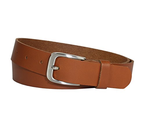 Vascavi Pasek skórzany, 3 cm szerokości, Made in Germany, pasek z prawdziwej skóry, dla kobiet i mężczyzn, możliwość skrócenia, koniak, 115 cm Łącznie Długość 125 cm