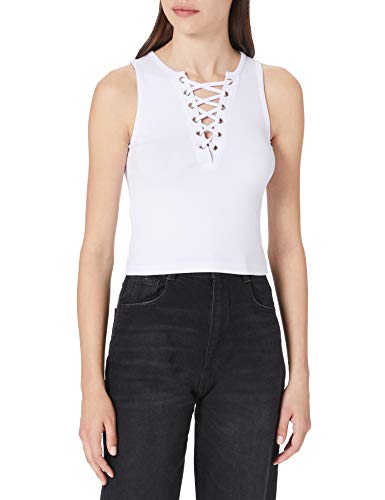 Urban Classics Damska koronka typu cropped Top, biały (White 00220), XS