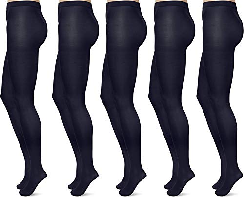 FM London Damskie rajstopy Collants 40 deniers (lot de 5), granatowy, S