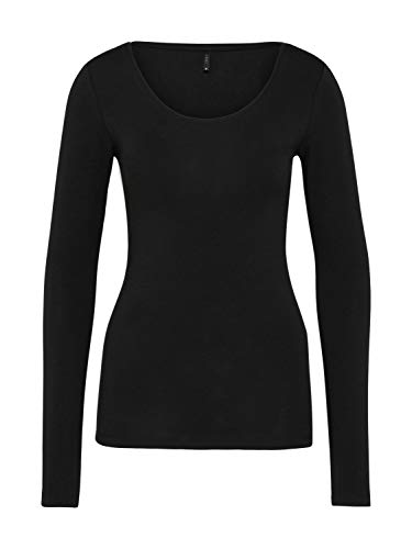 Only Kobiety Onllive Love Life L/S Oneck Top Noos Jrs Koszulka z Długim Rękawem, Czarny, S
